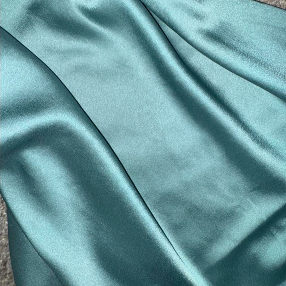 Teal Satin Slip Dress - Picture 2 of 2